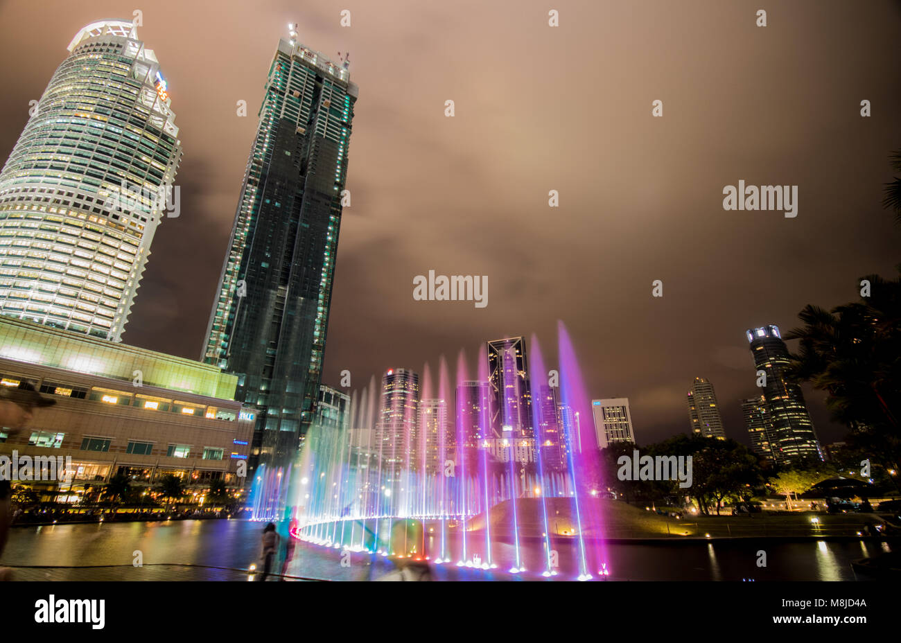 Fountains at Petronas Towers, KLCC, Kuala Lumpur, Malaysia Stock Photo