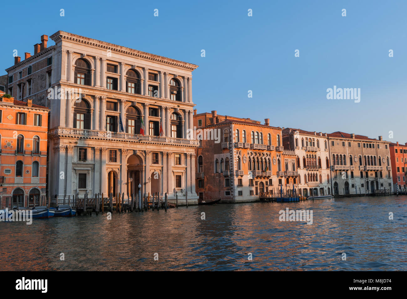 Grand Canal, old buildings, Venice, Italy, Europe. Water street, historic houses. Traditional italian tenements on channel in Venice. Famous travel de Stock Photo