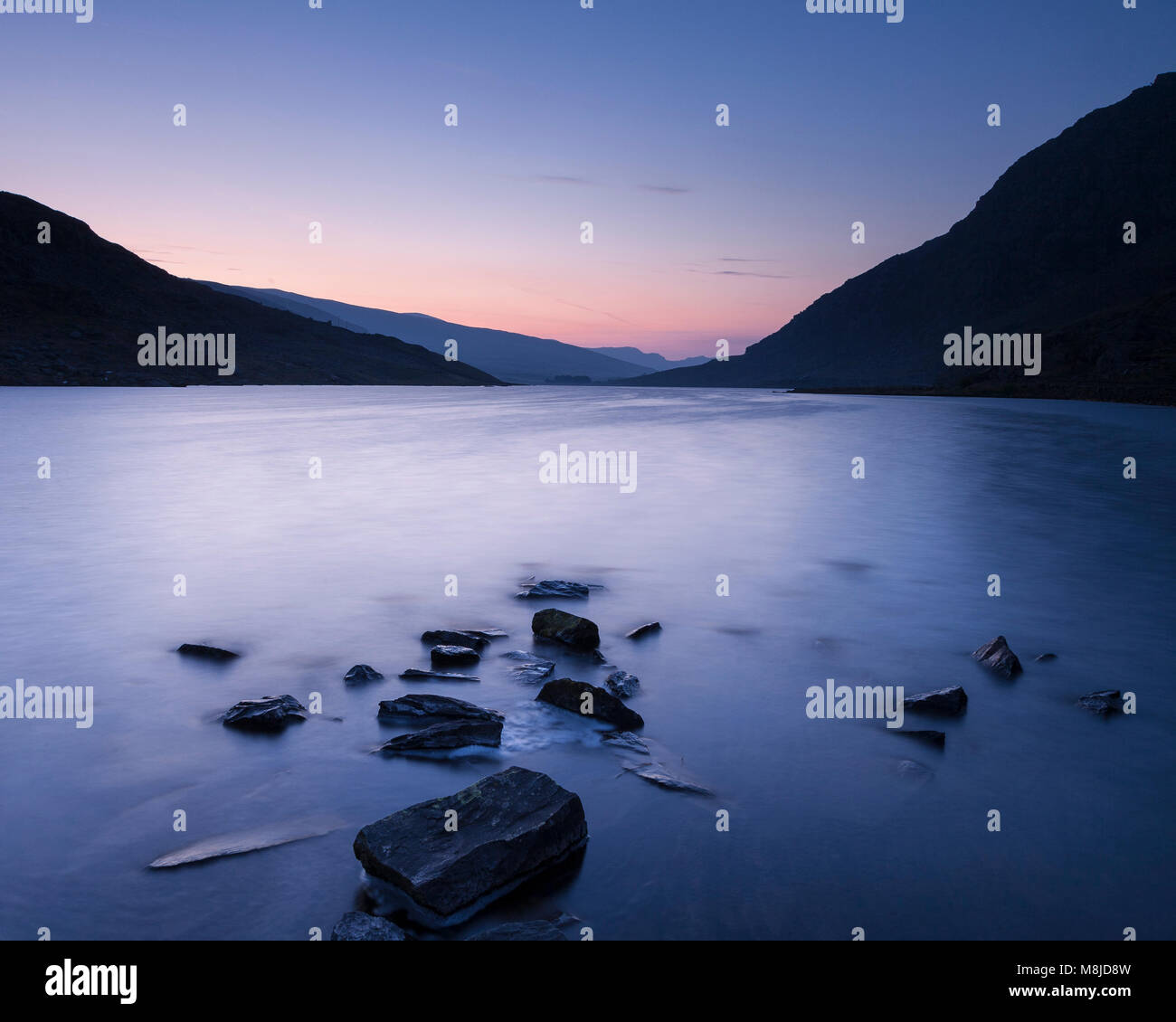 Llyn Ogwen at dawn, Snowdonia, North Wales Stock Photo