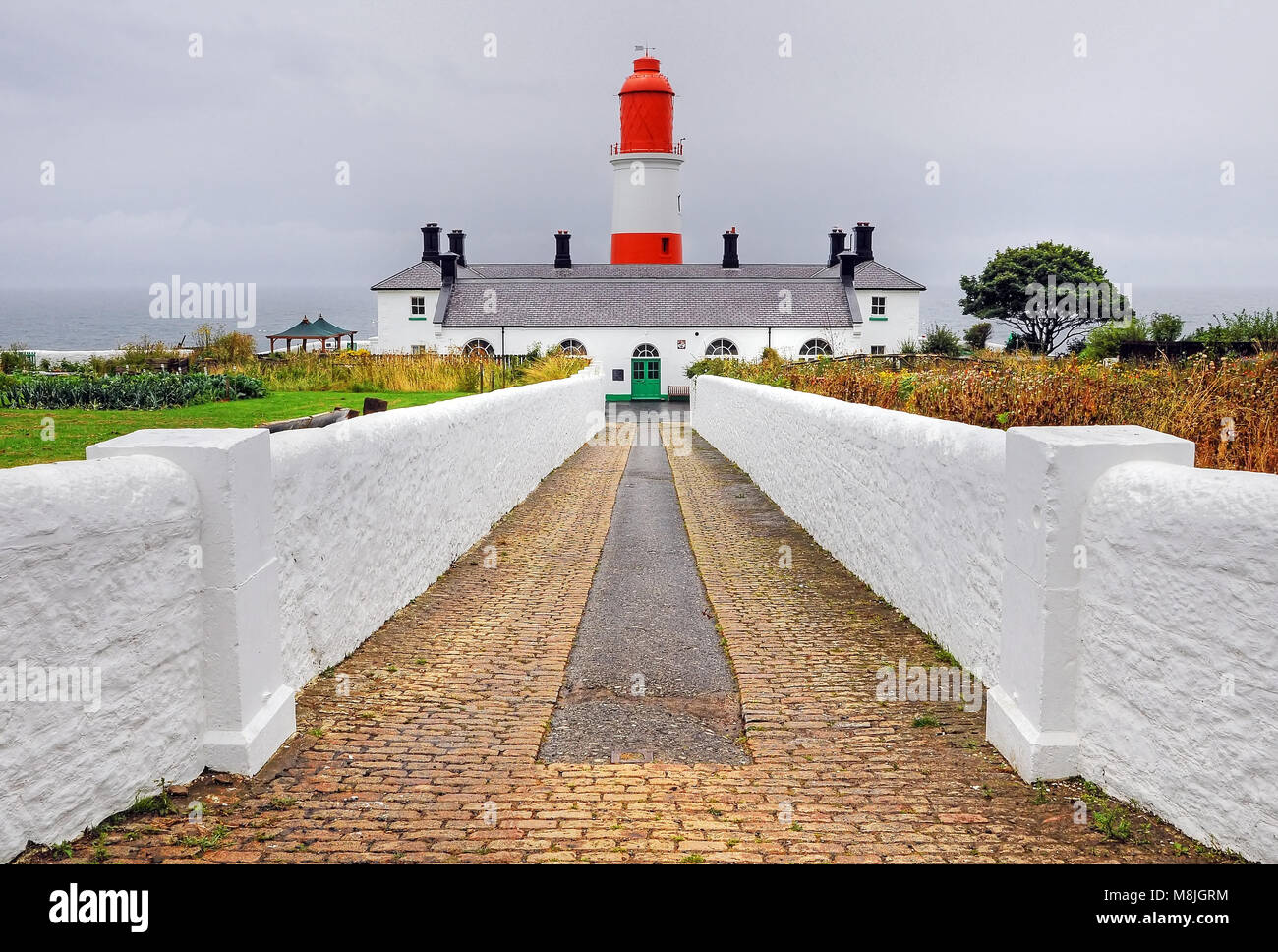 Souter Lighthouse (grid reference NZ408642) is a lighthouse located in the village of Marsden in South Shields, Tyne & Wear, England. Stock Photo