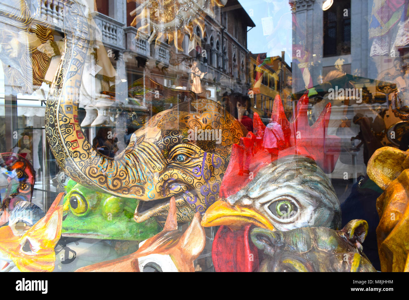 Masquerade Costume and Carnival Masks in shops and boutiques in Venice, Italy Stock Photo