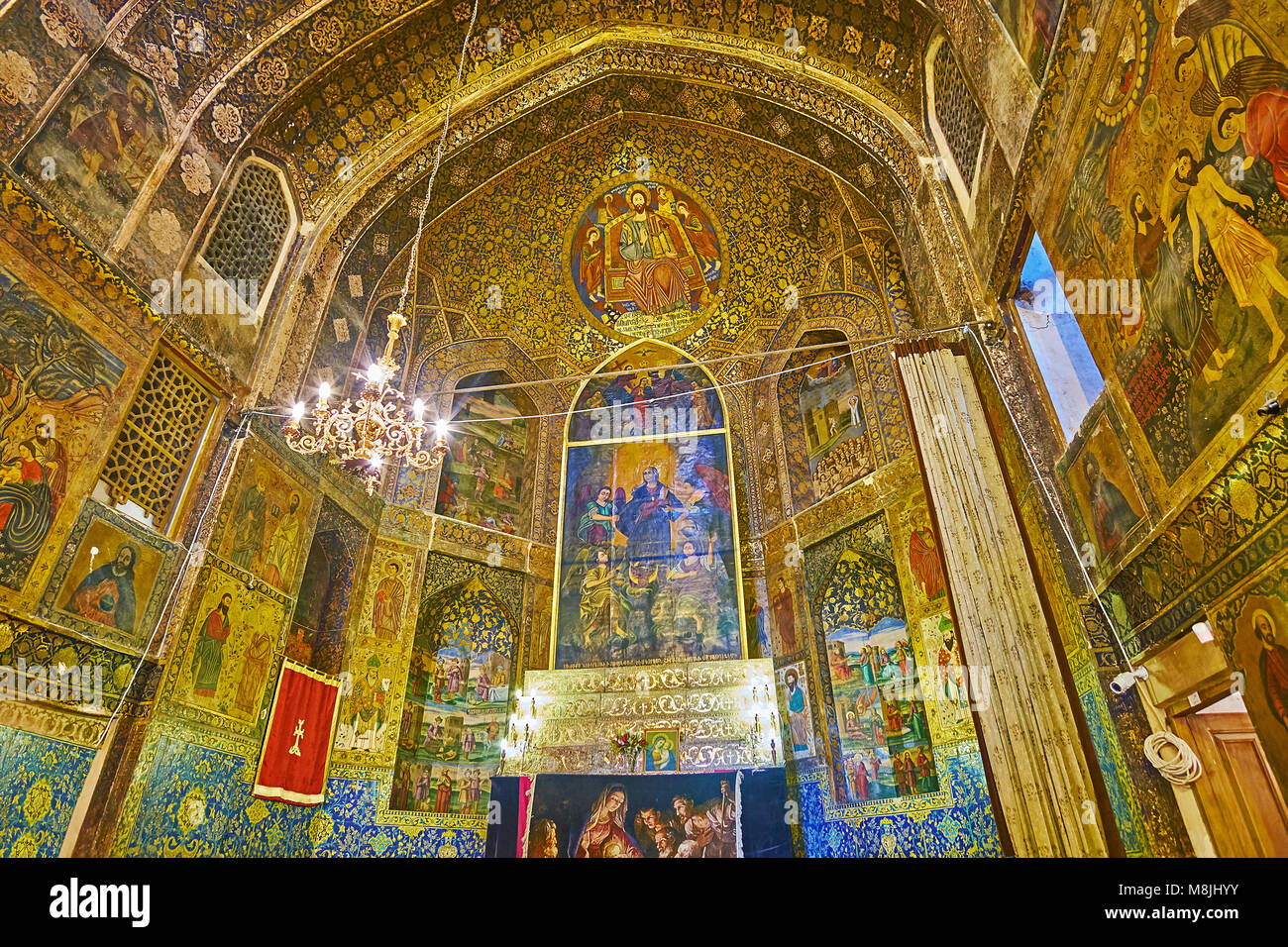 ISFAHAN, IRAN - OCTOBER 20,2017: The  Armenian Orthodox Bethlehem Church in New Julfa is one of the notable city landmarks, that boasts outstanding in Stock Photo