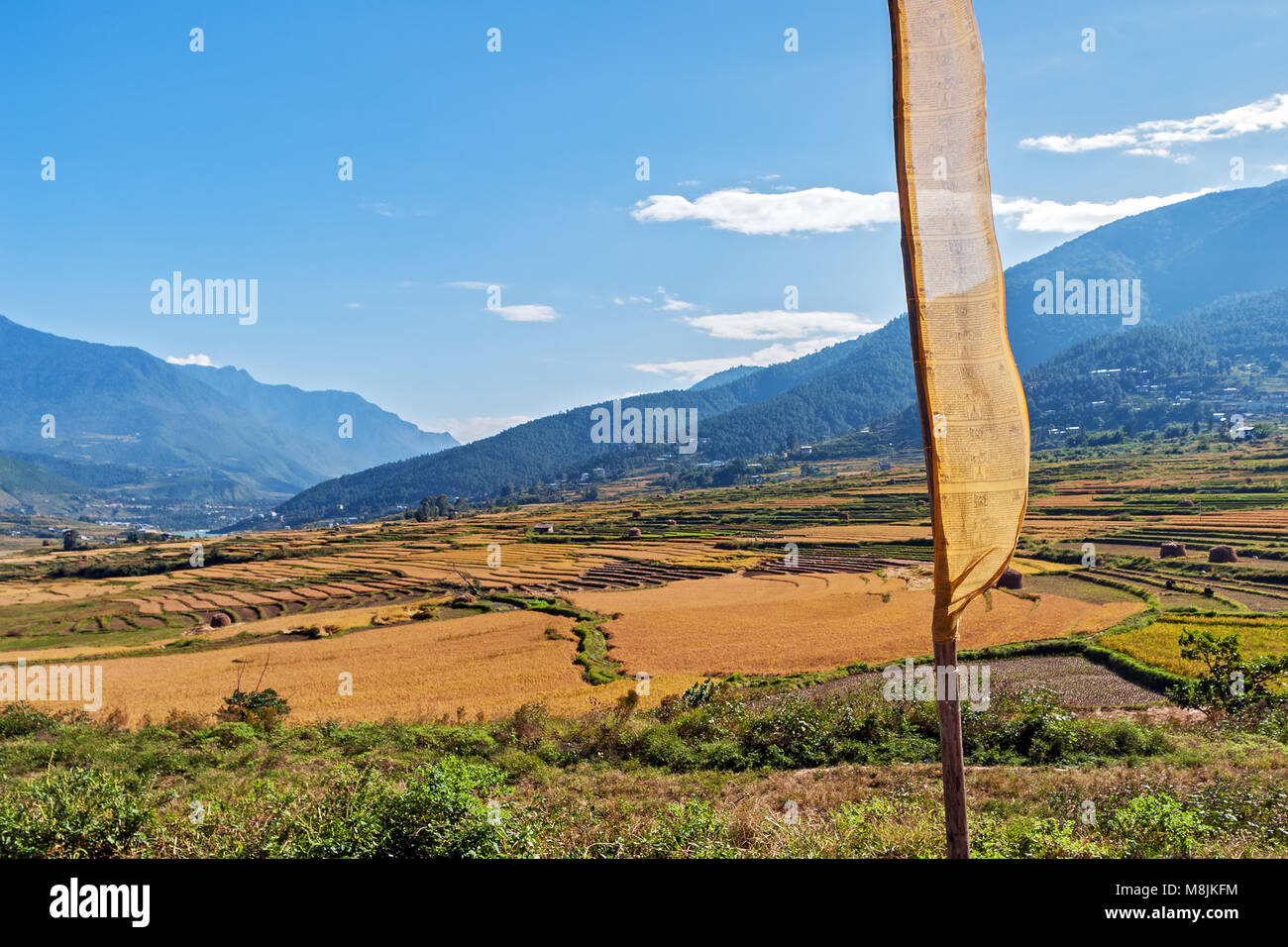 Picturesque agricultural landscape in rural Bhutan Stock Photo