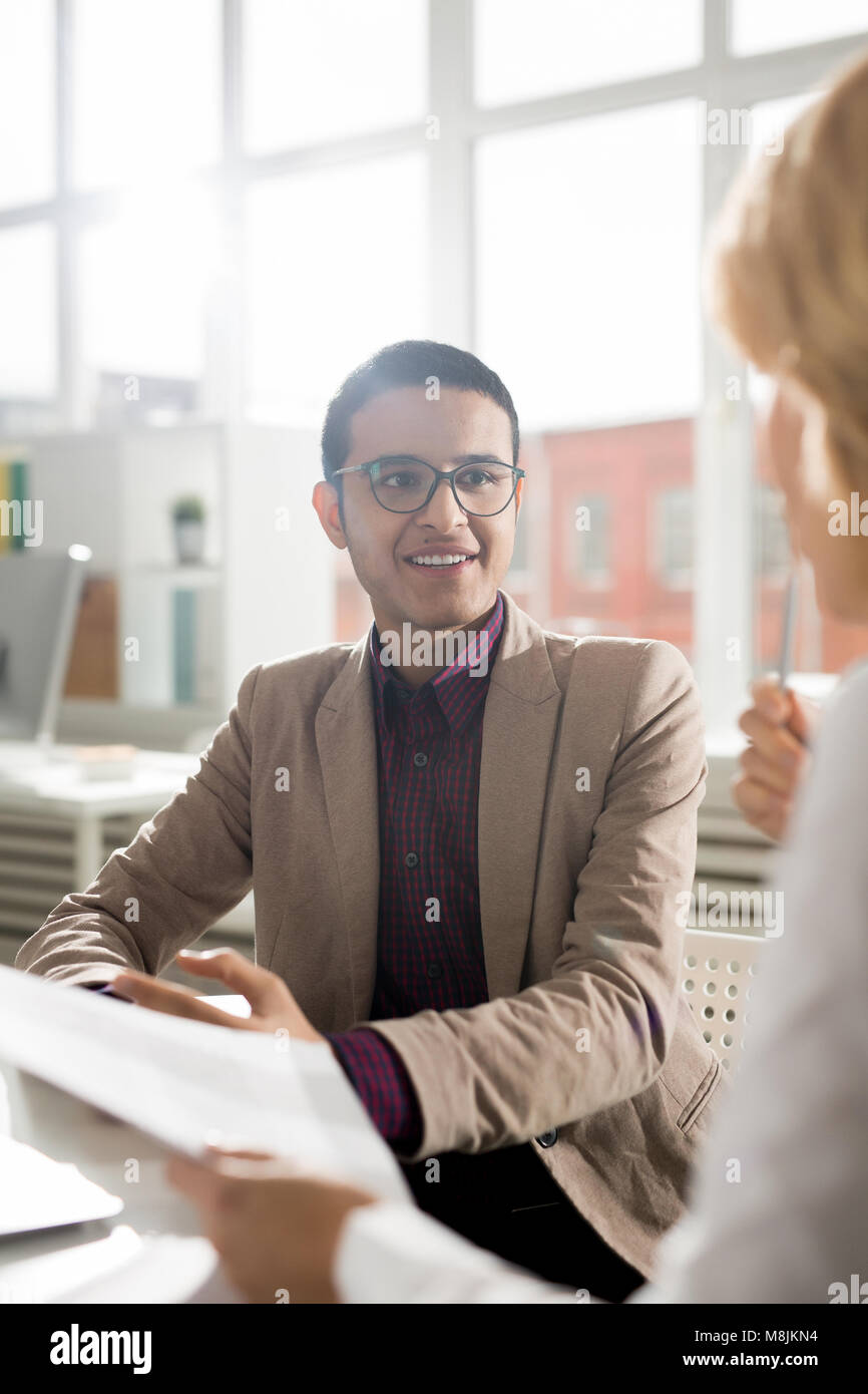 Businessman woman sitting modern office hi-res stock photography and ...