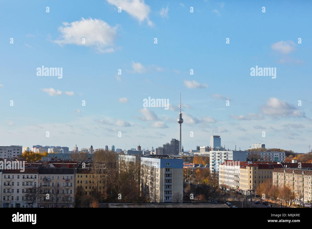 Berlin city skyline with TV tower and blue sky at the day Stock Photo