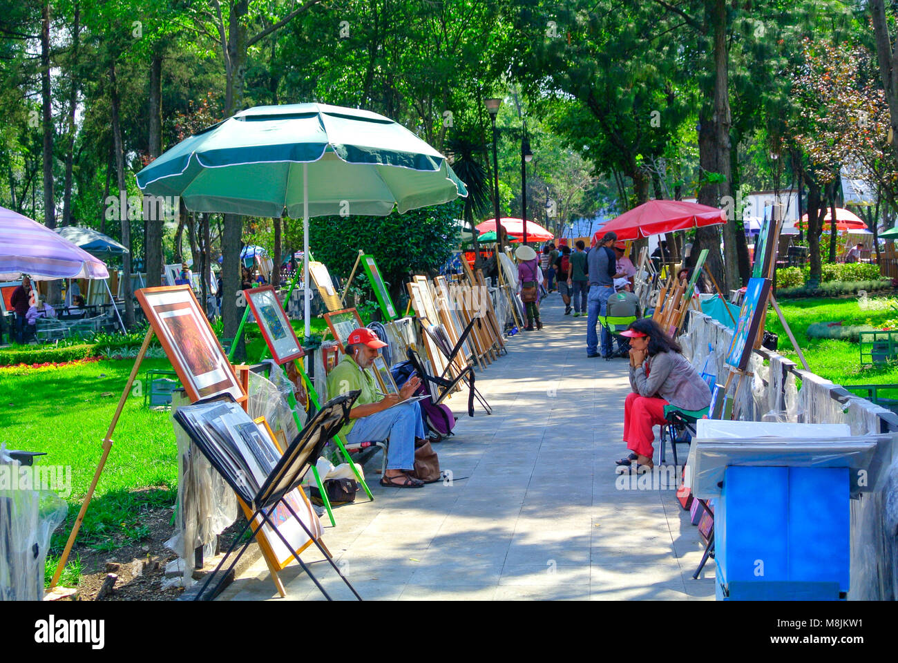 Mexico City, CDMX, Mexico, Art market in San Angel district of Mexico city. Editorial only. Stock Photo