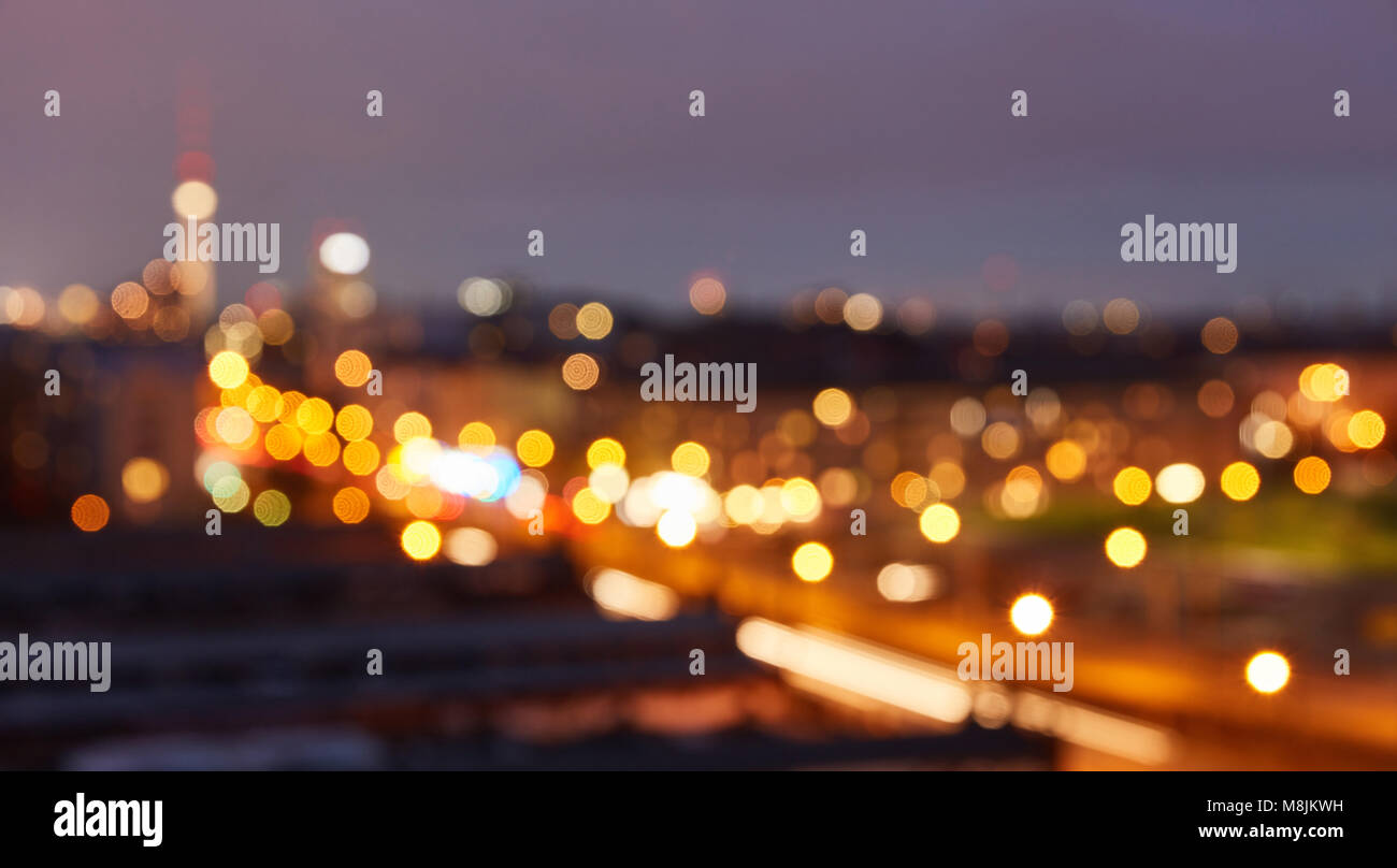 Berlin City defocused at night as abstract shining background Stock Photo