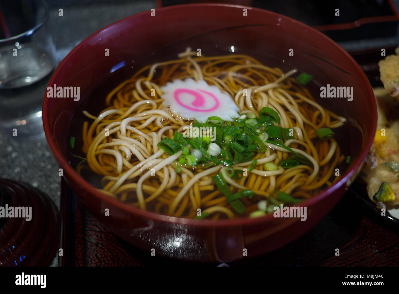 Soba noodles with deep fried vegetable Pattie Stock Photo Alamy