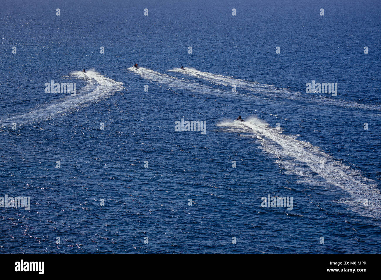 Atlantic Ocean off the Coast of Tenerife. Water scooters Stock Photo