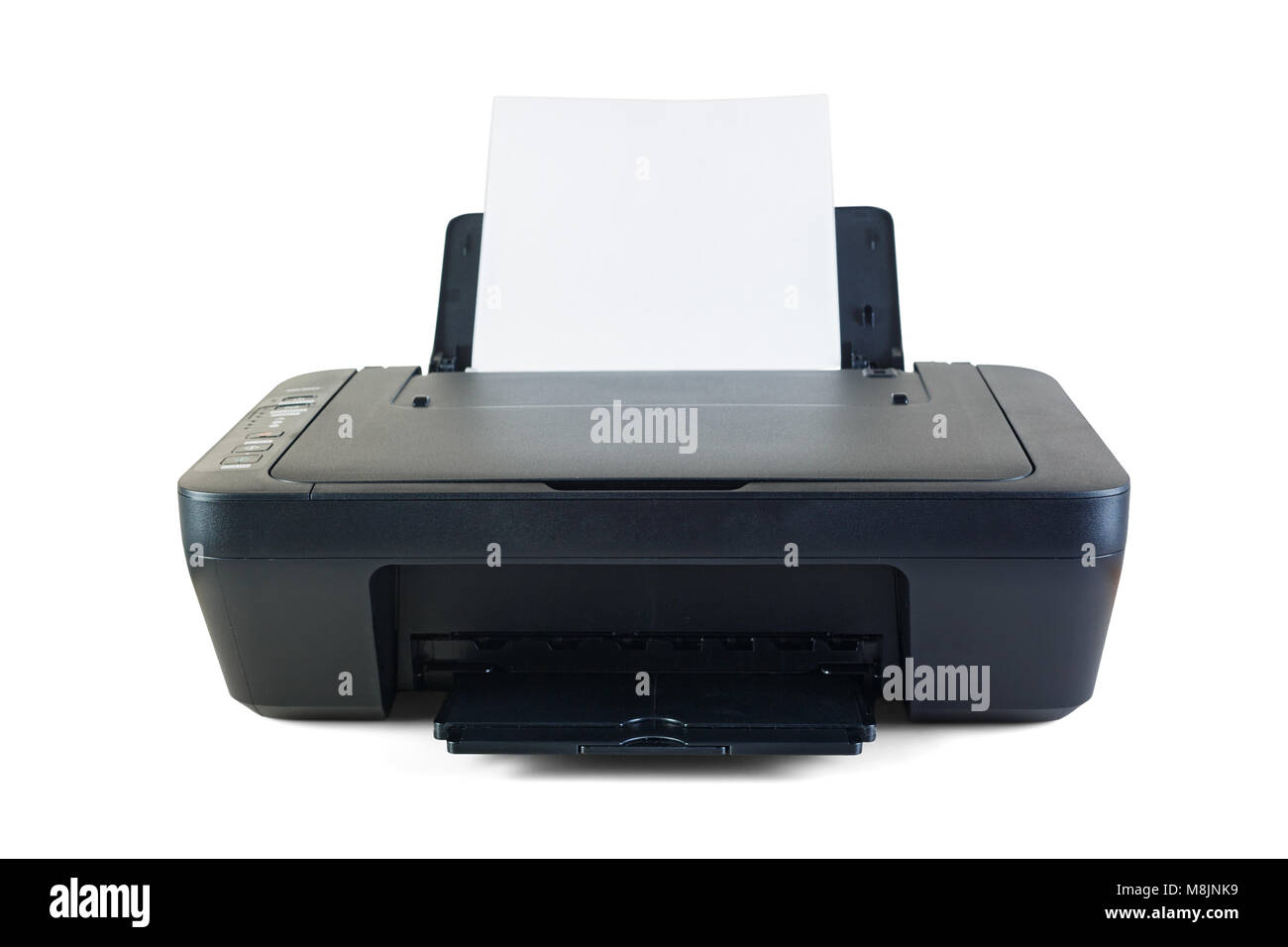 Black printer isolated on white background Stock Photo - Alamy