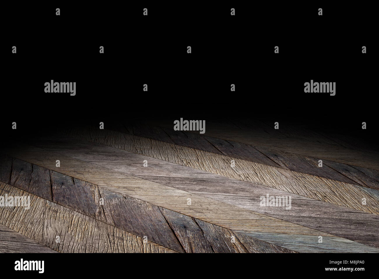 Dark Plank wood floor texture perspective background for display or montage of product,Mock up template for your design. Stock Photo