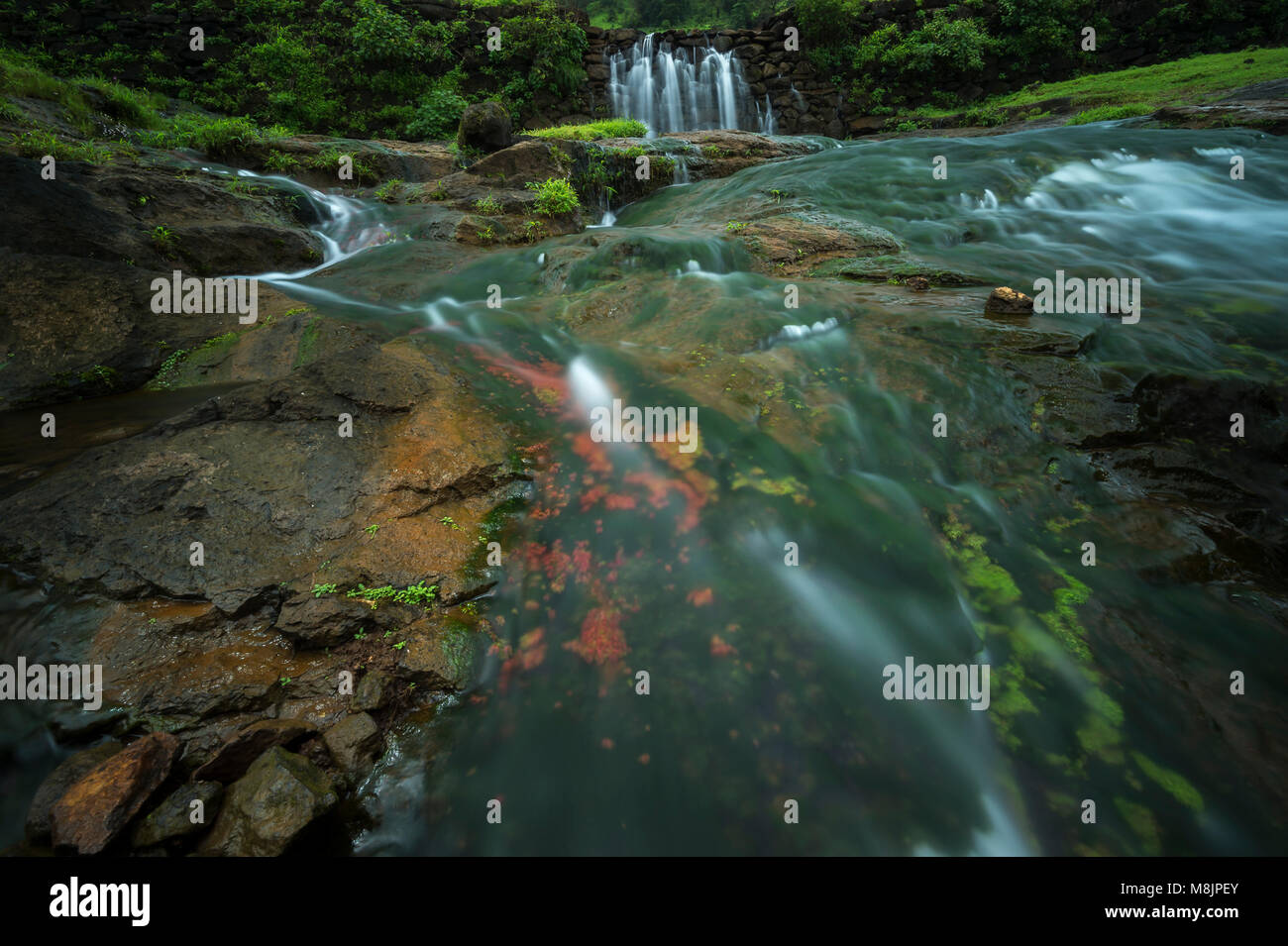 Colourful Waterfall near Bhandardara Stock Photo