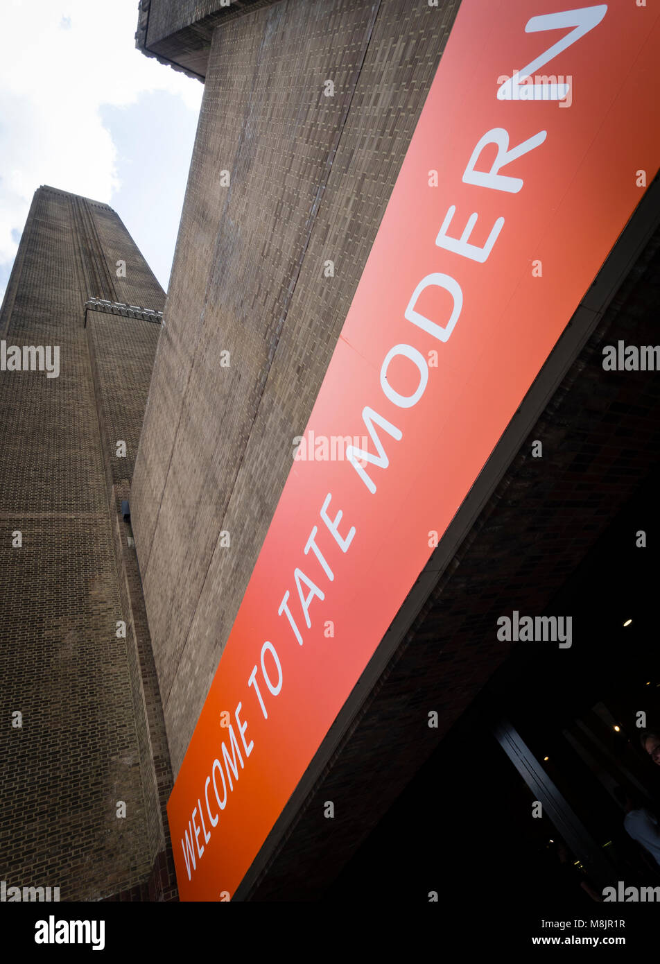 London, UK - 2 Sep 2017: Entrance to the Tate Modern ('Tate Gallery of Modern Art'), one of the world's largest collection for modern art at  London's Borough of Southwark. Stock Photo