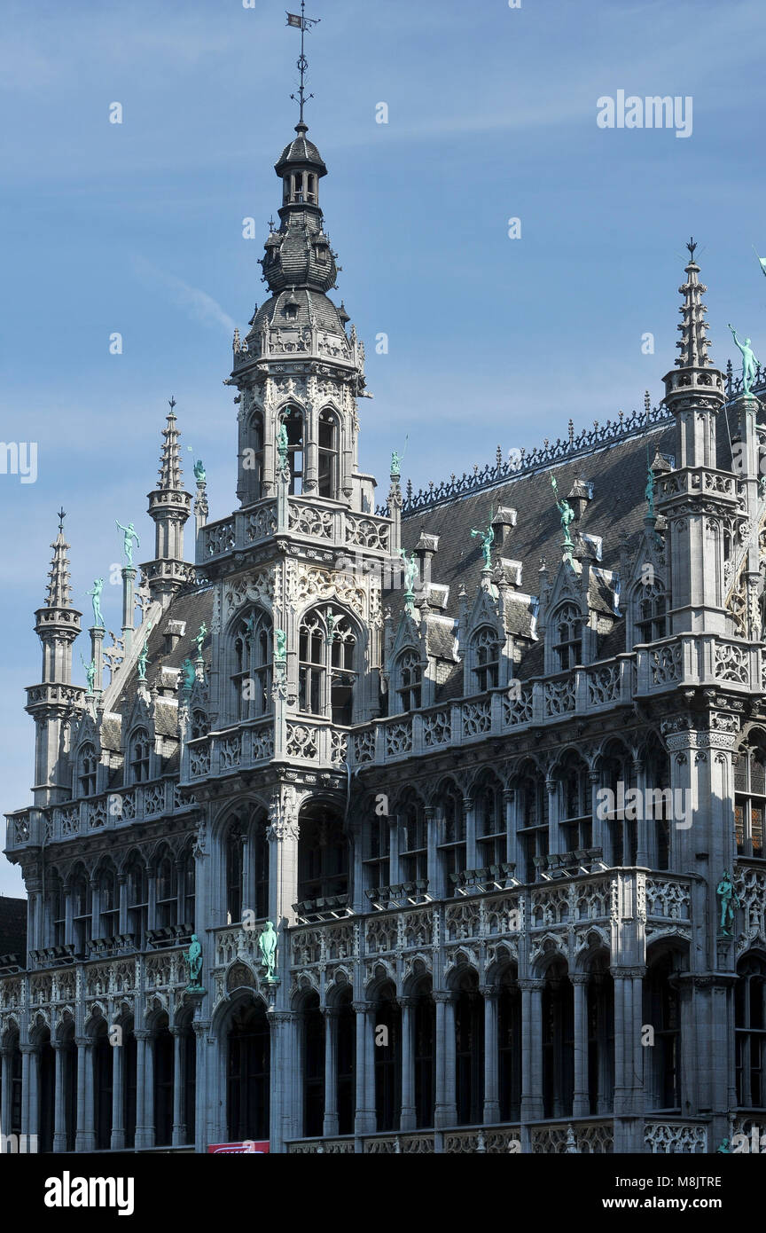 Museum of the City of Brussels in Gothic Revival Maison du Roi (King's House) called also Broodhuis (Breadhouse) from XIX century on Grand Place (Gran Stock Photo