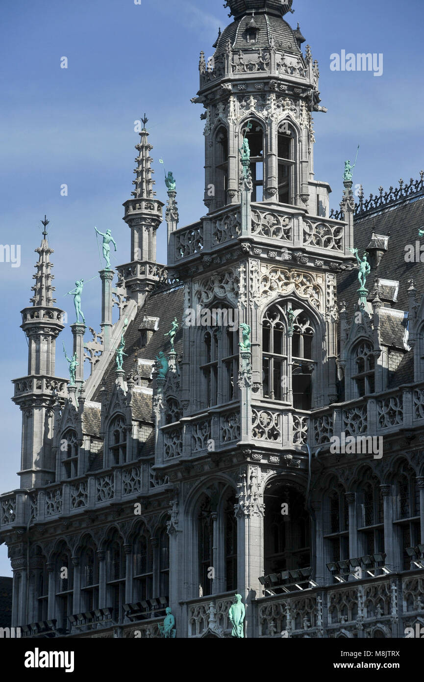 Museum of the City of Brussels in Gothic Revival Maison du Roi (King's House) called also Broodhuis (Breadhouse) from XIX century on Grand Place (Gran Stock Photo