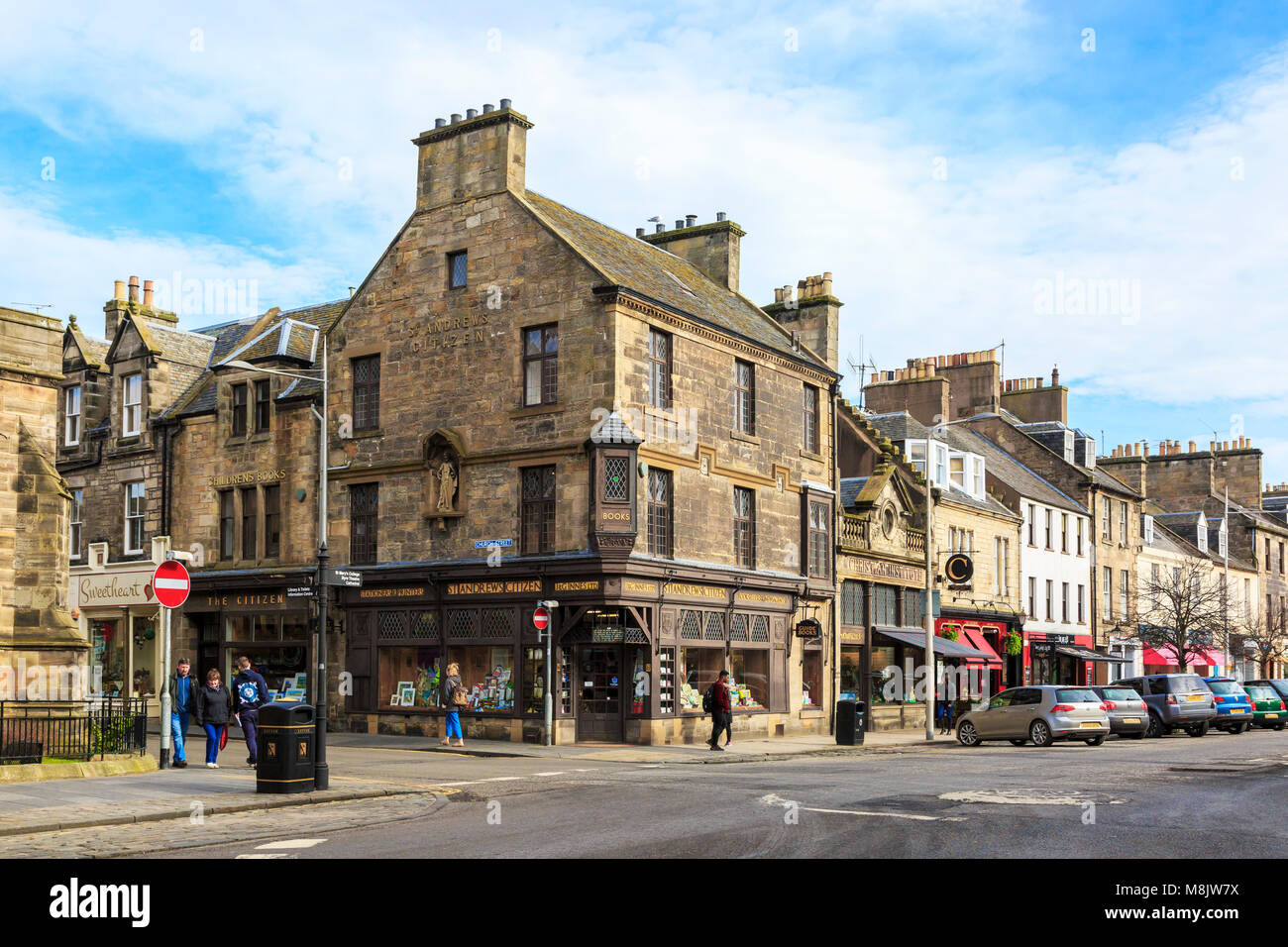 18th century, historical building at the junction of South Street and Church Street, St Andrews, Fife, scotland Stock Photo