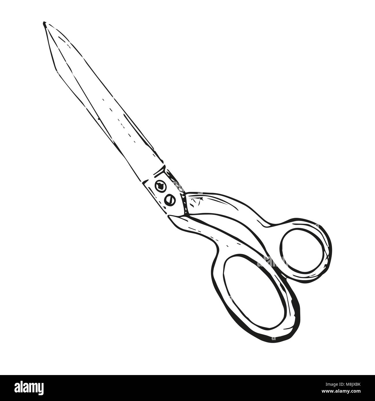 Black and white scissors drawing Stock Illustration | Adobe Stock