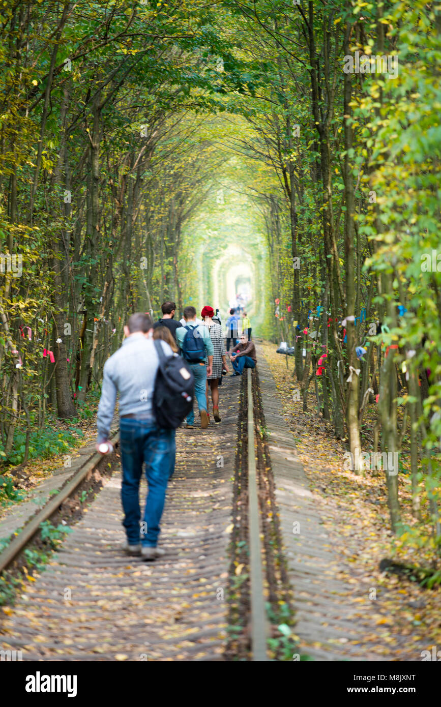 An autumn view of the Tunnel of Love, near Rivne, Ukraine Stock Photo
