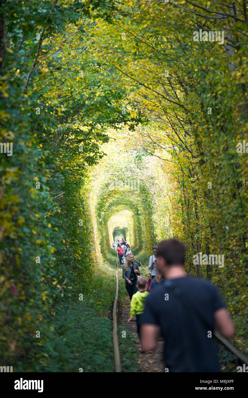 An autumn view of the Tunnel of Love, near Rivne, Ukraine Stock Photo