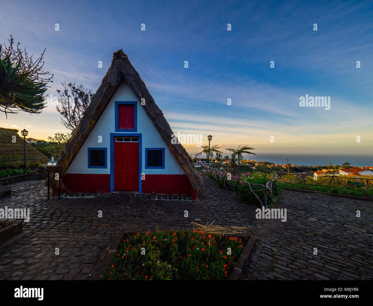 Typical madeiran traditional houses in Santana, Madeira Stock Photo