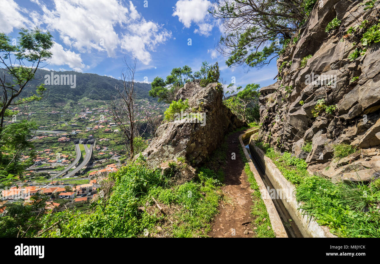 Walking alona a Levada in Madeira, Portugal Stock Photo