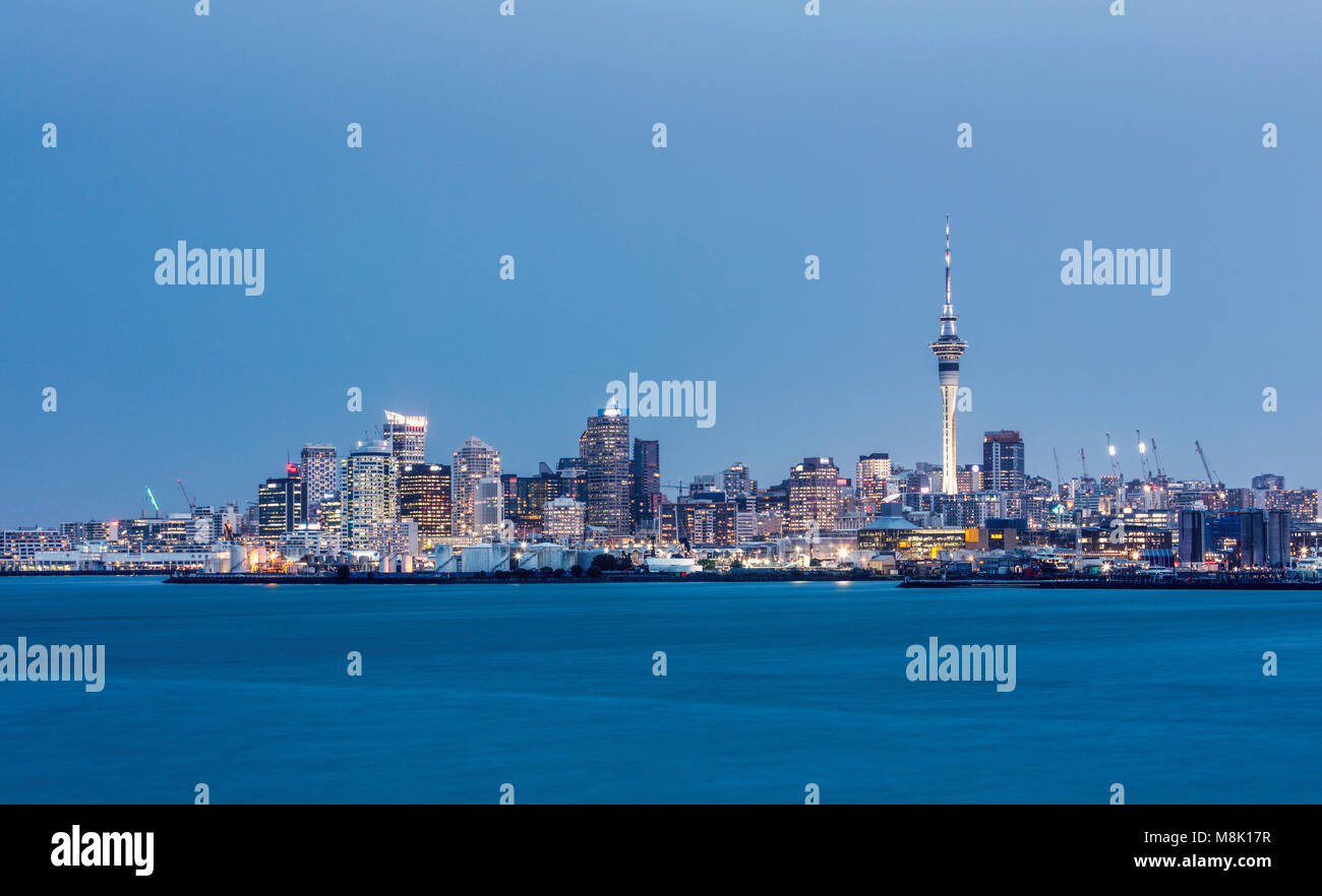 Auckland City from Stokes Point Reserve, New Zealand. Stock Photo