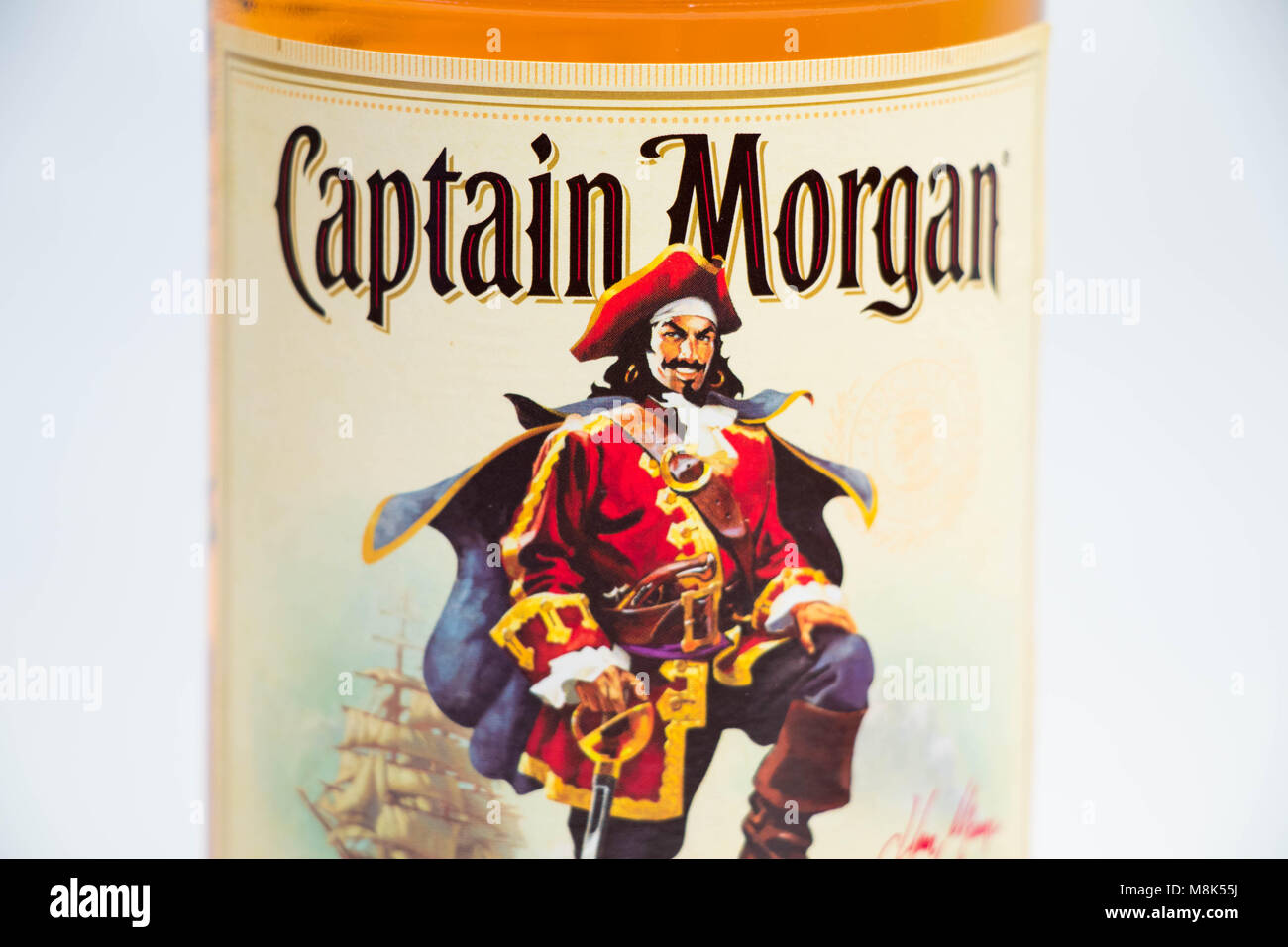 Geneva / Switzerland March 19 2018 : captain morgan Logo close up spiced rum  rhum Stock Photo - Alamy