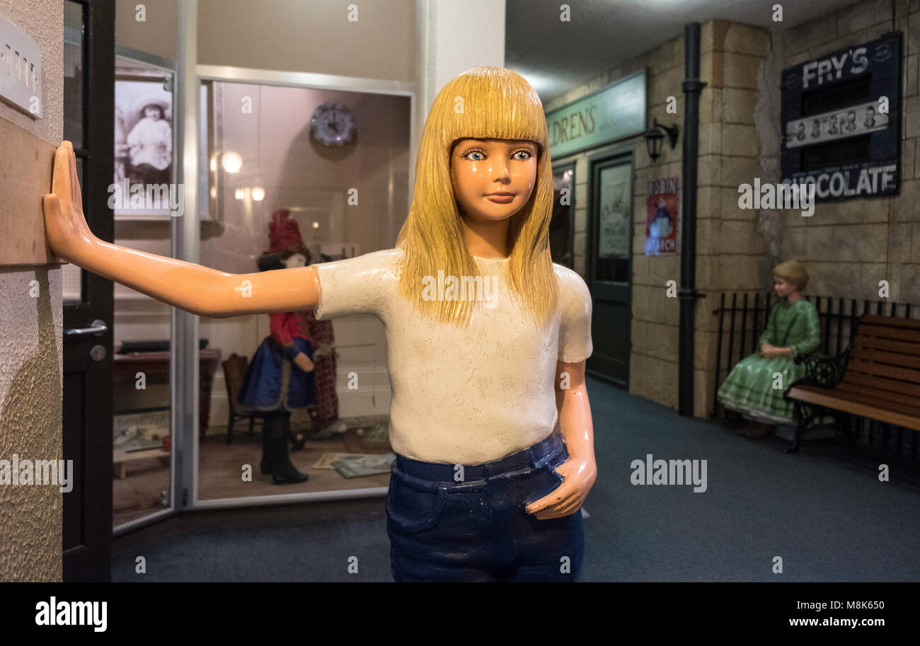 Teenage girl figure on display at  refurbished Museum of Childhood on the Royal Mile in Edinburgh Old Town, Scotland, United Kingdom Stock Photo