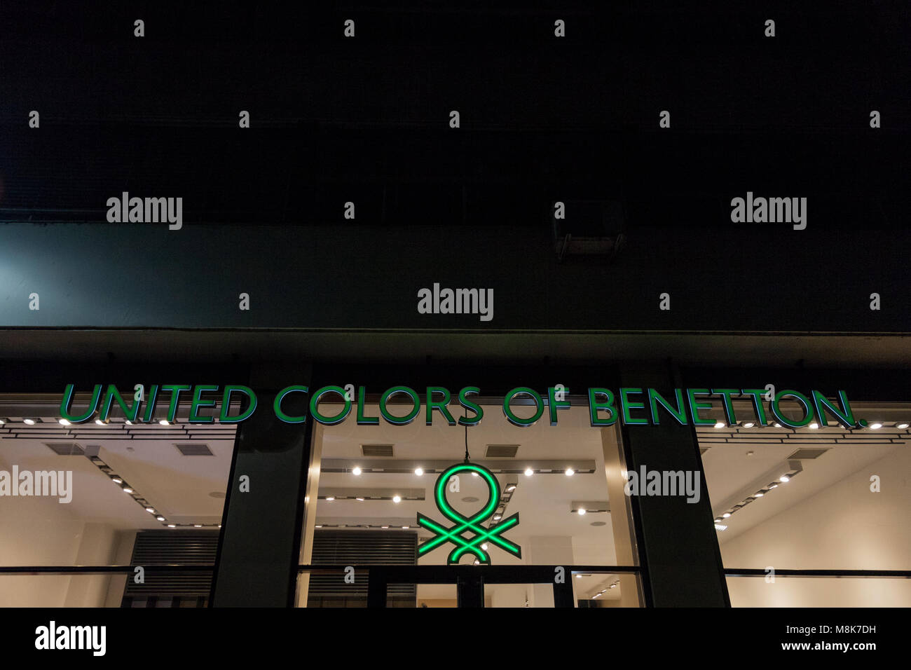 SARAJEVO, BOSNIA - FEBRUARY 16, 2018: United Colors of Benetton logo on  their main shop in Sarajevo. Benetton Group is one of the biggest textile  and Stock Photo - Alamy