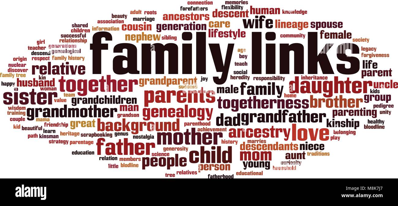 Family links word cloud concept. Vector illustration Stock Vector