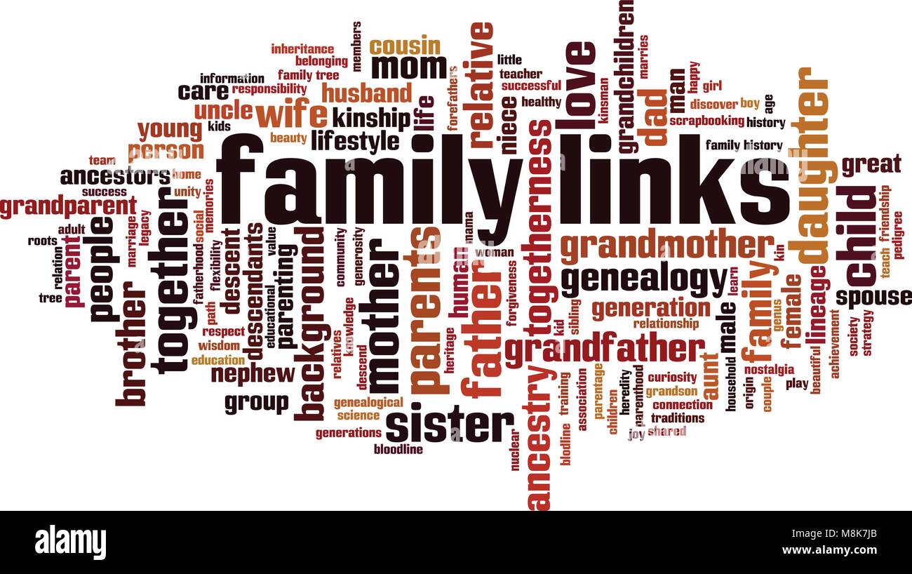 Family links word cloud concept. Vector illustration Stock Vector