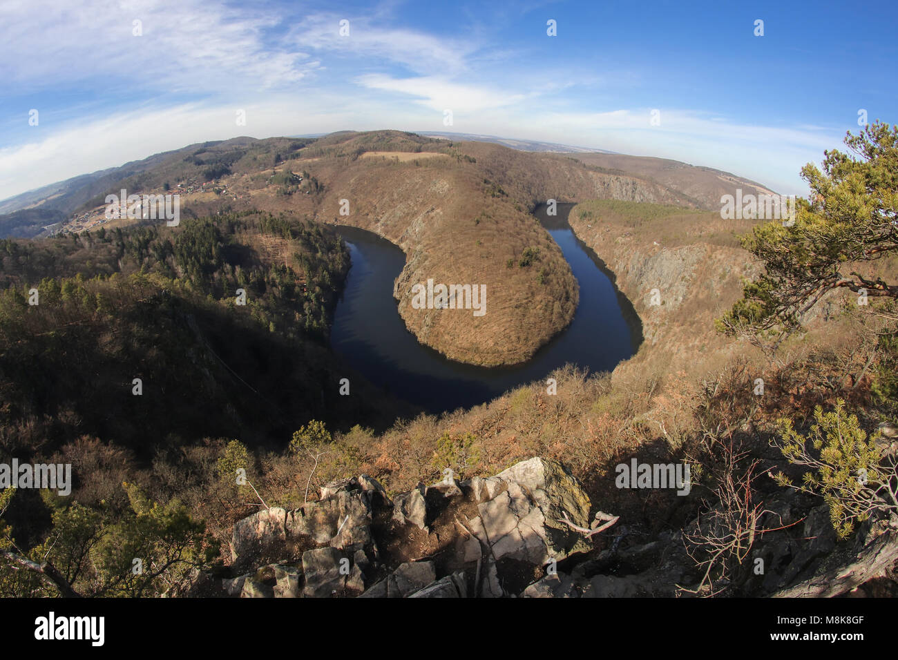 View of the meanders of Vltava river, Czech Republic Stock Photo
