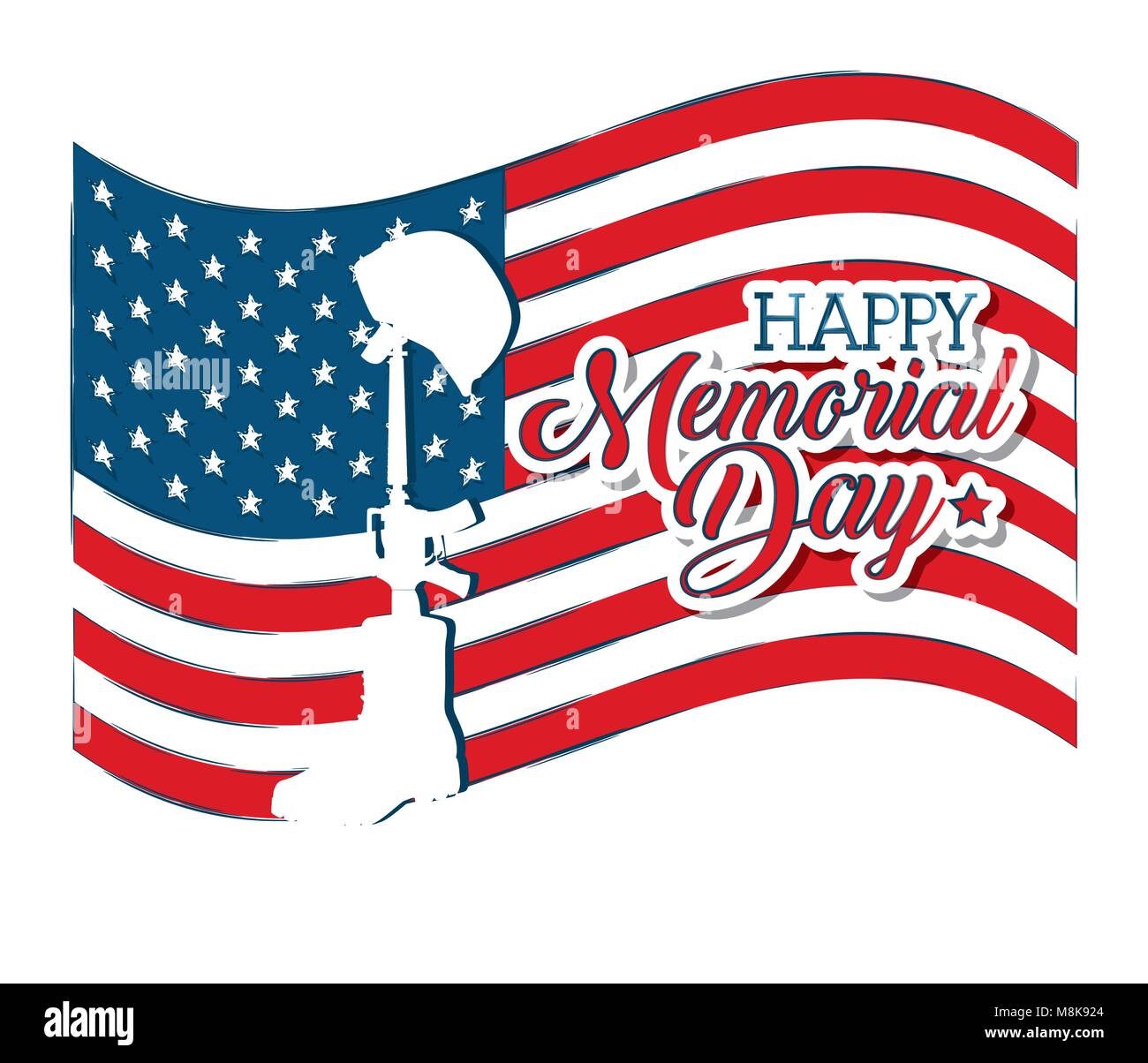 happy memorial day celebration card with usa flag vector illustration ...
