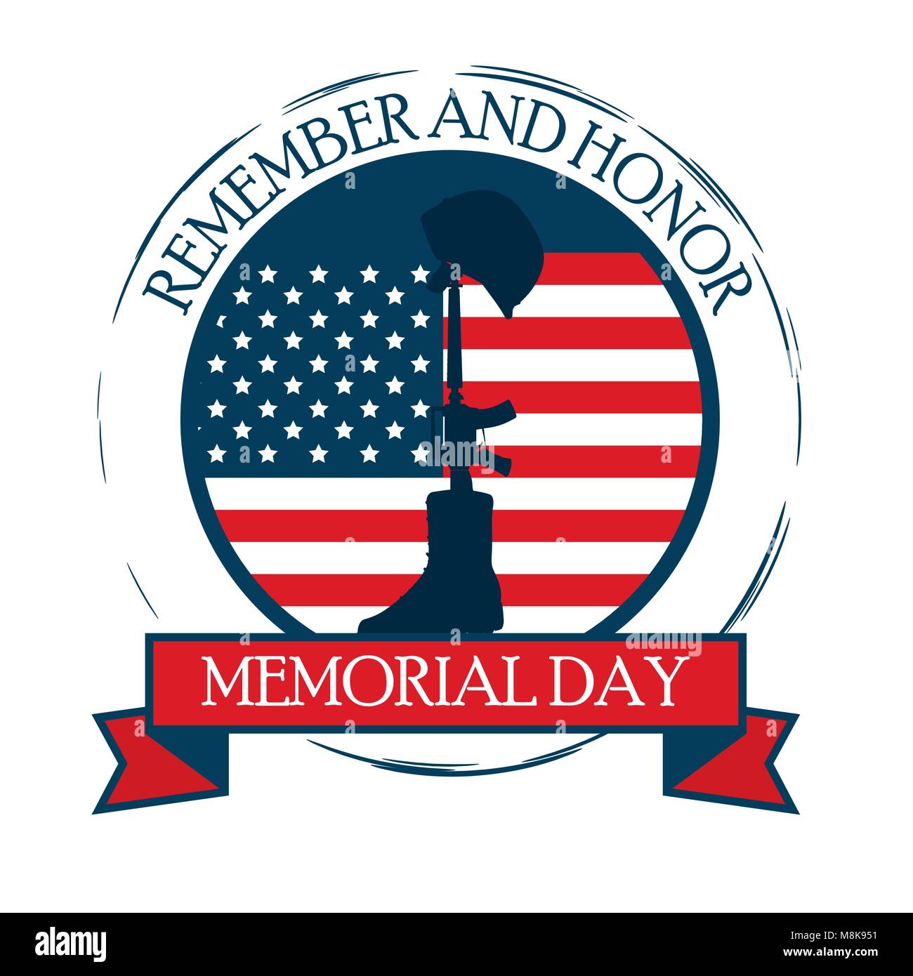 happy memorial day celebration card with usa flag vector illustration ...