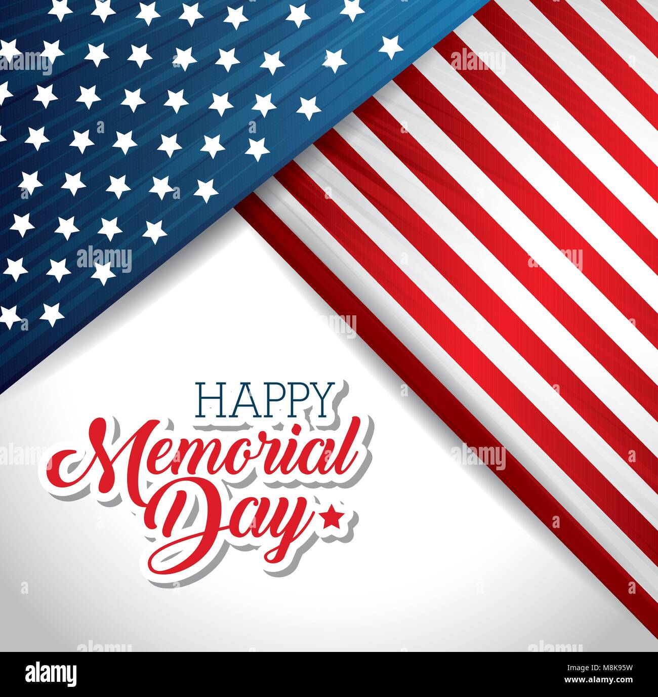 happy memorial day celebration card with usa flag vector illustration ...