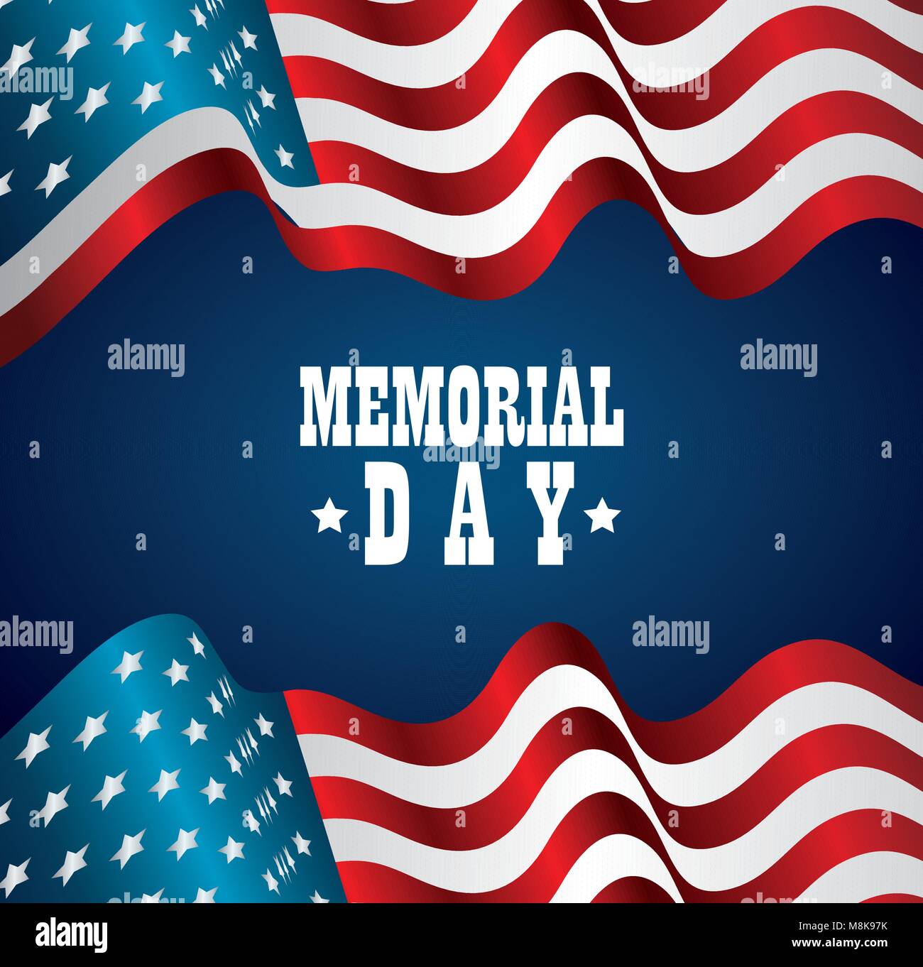 happy memorial day celebration card with usa flag vector illustration ...