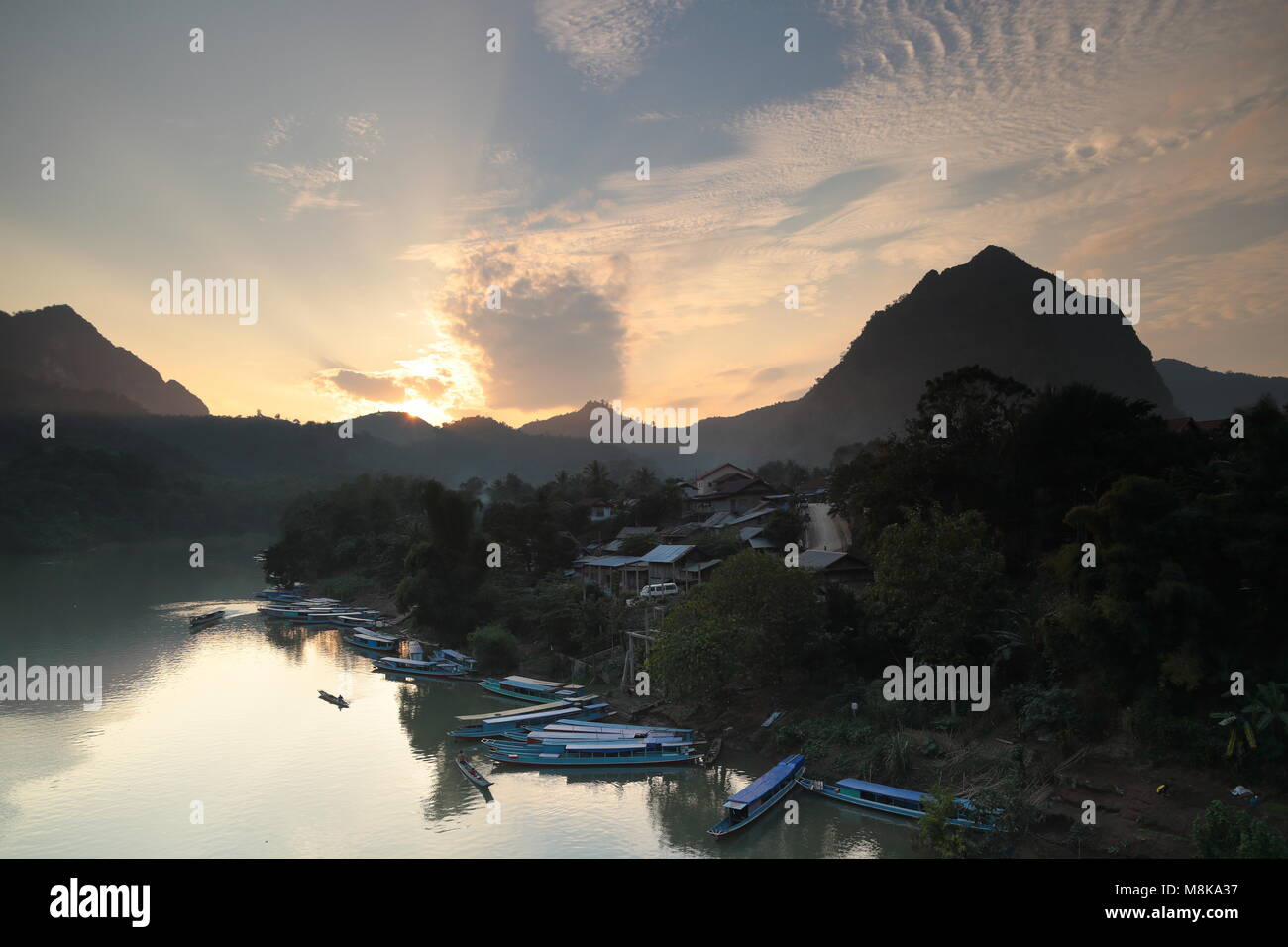 Sunset over Nam Ou River Nong Khiaw Laos Stock Photo Alamy sunset-over-nam-ou-river-nong-khiaw-laos-stock-photo-alamy