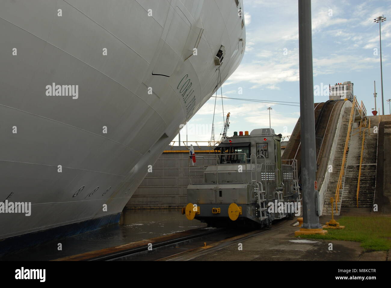 Coral Princess cruise ship passes through the Panama Canal Stock Photo