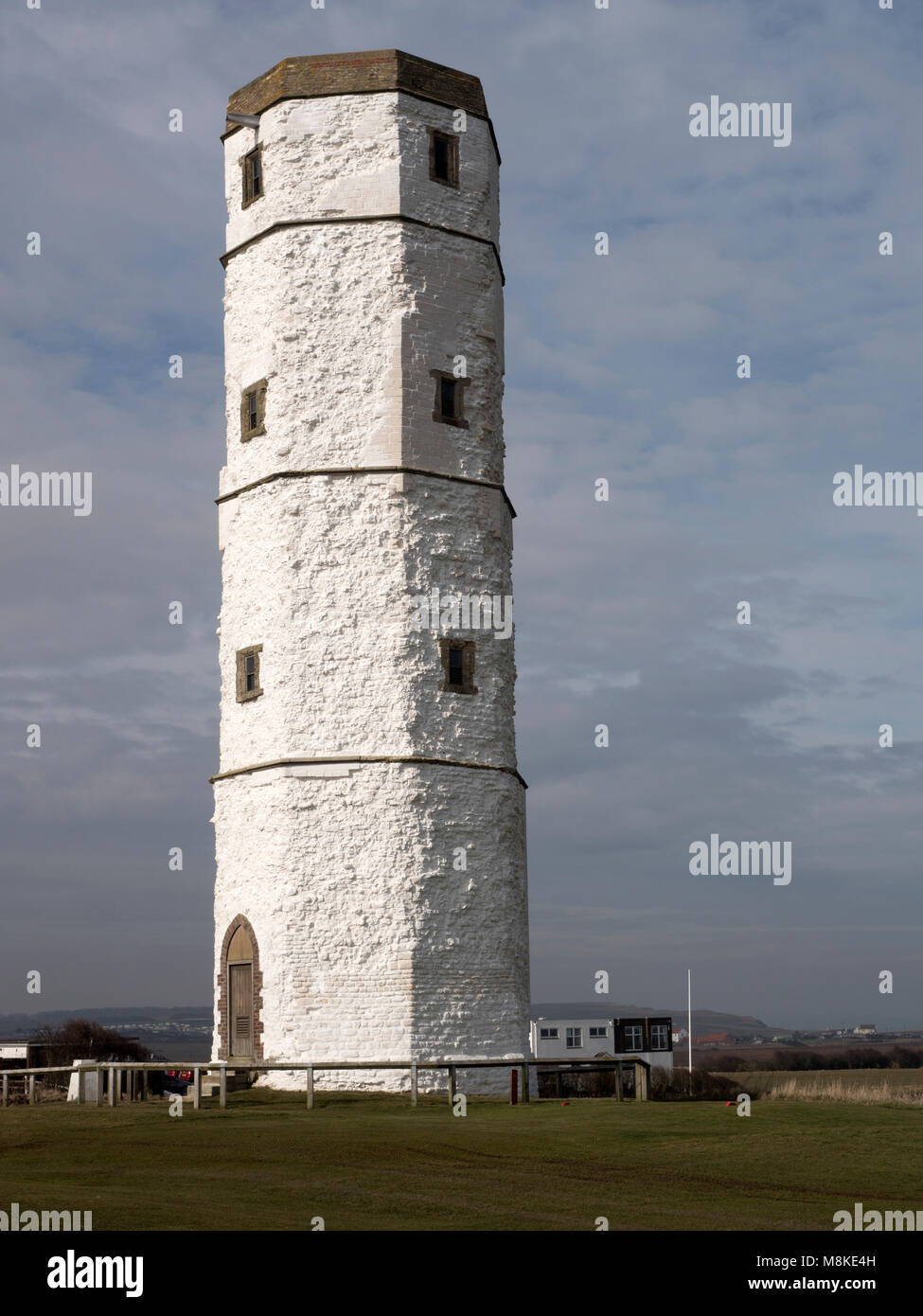 Chalk Tower - former lighthouse and oldest in the UK - at Flamborough Head, Flamborough, East Riding of Yorkshire, Yorkshire,  England, UK. Stock Photo