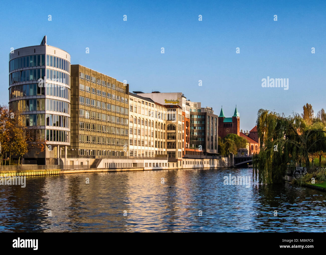 Berlin Riverside Berlin Spree River view. New & Old riverside buildings of Alt-Moabit ...