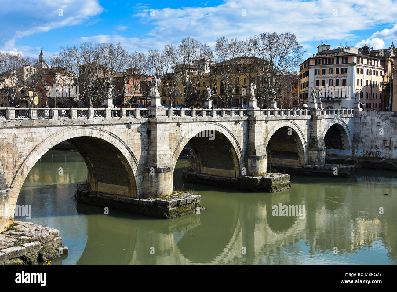 Rome, Italy. February 11, 2017. Sant Angelo Bridge (Ponte Sant Angelo) Stock Photo