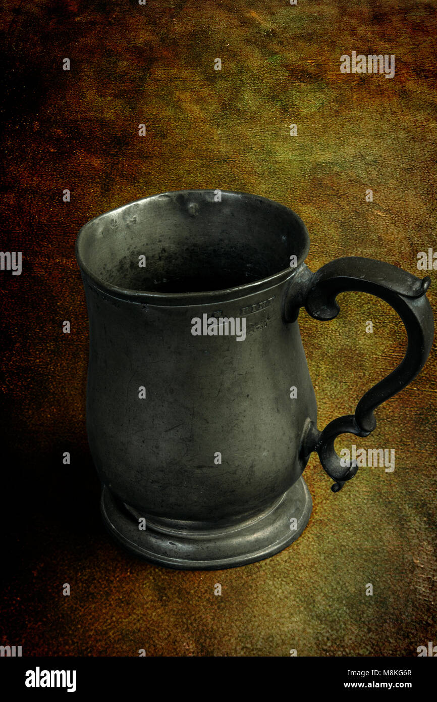Antique pewter beer mug Stock Photo Alamy