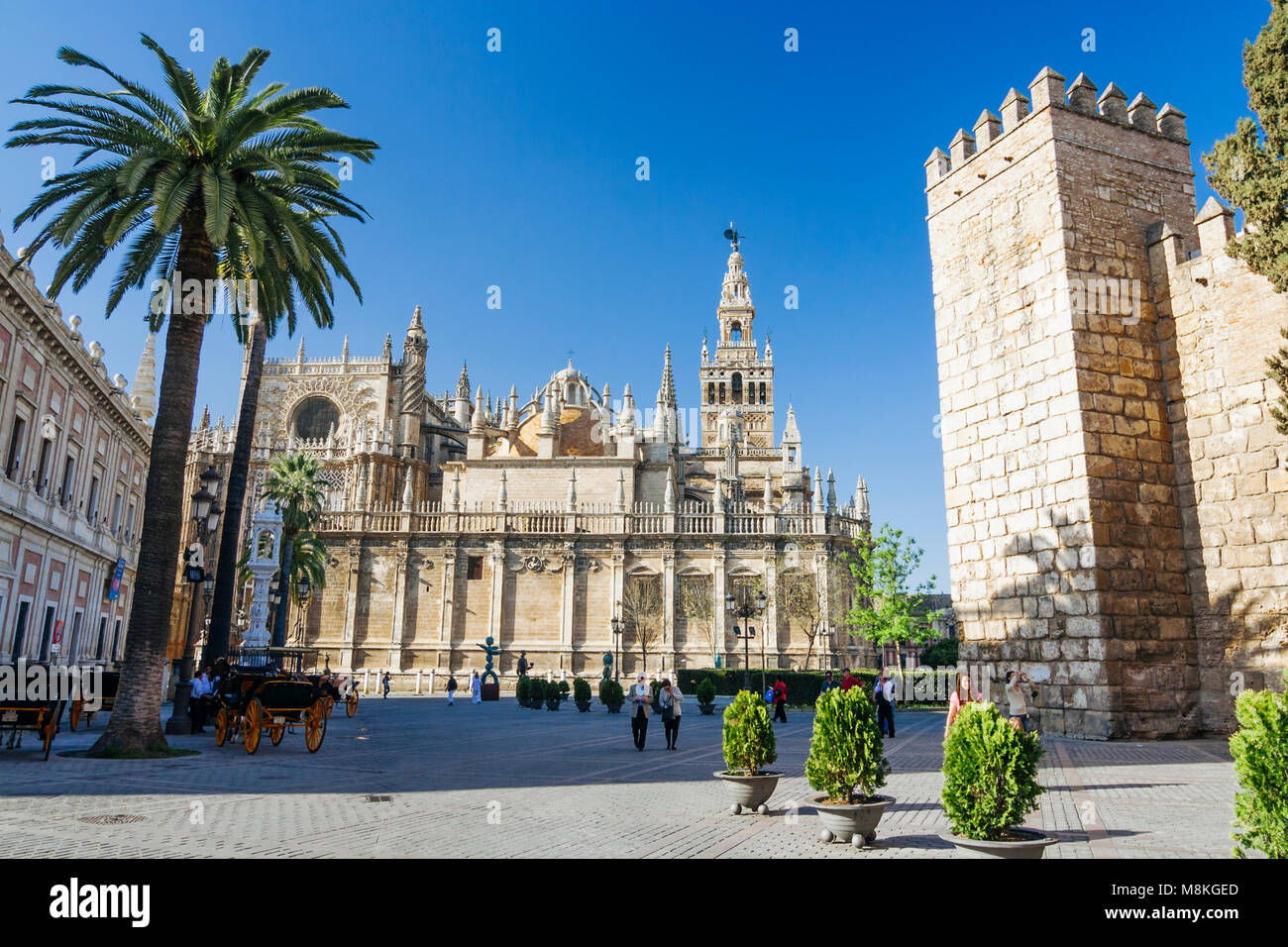 Seville, Andalusia, Spain : Unesco listed Cathedral, Alcazar and General Archive of the Indies. Stock Photo