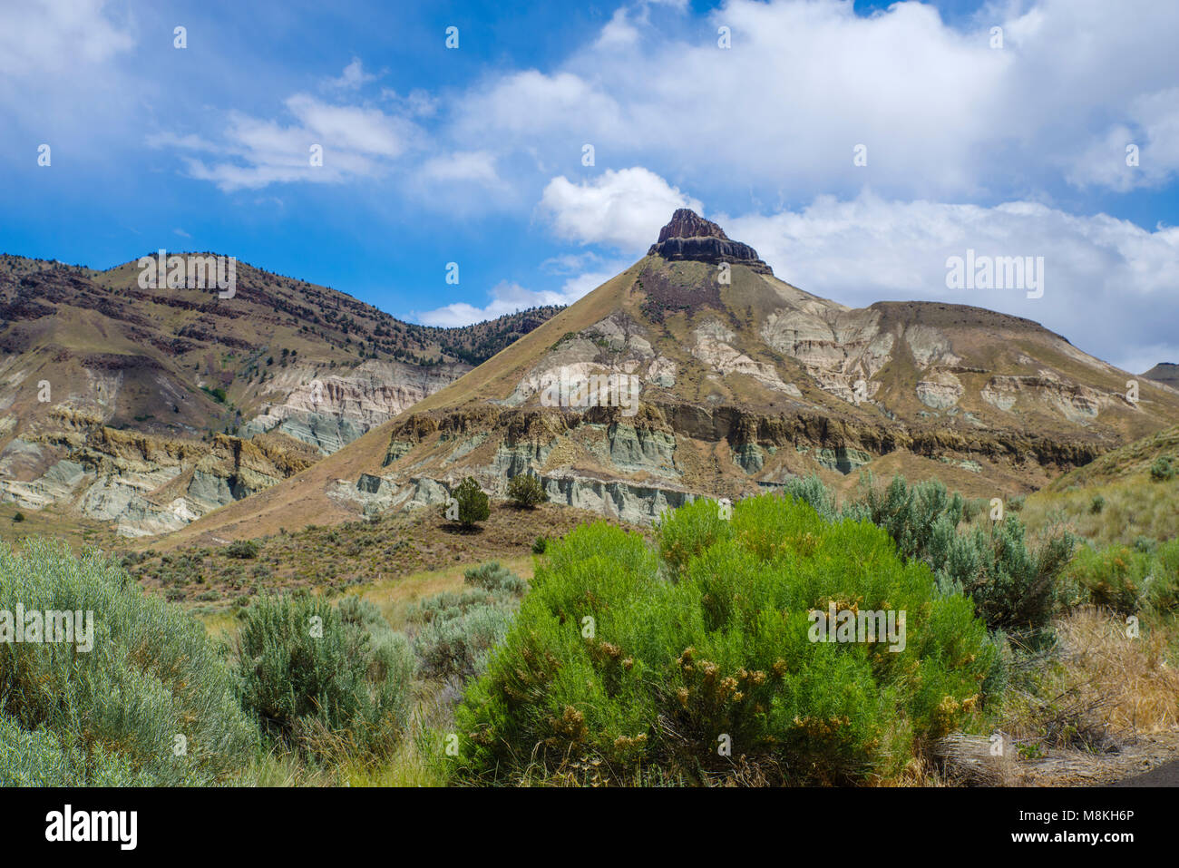 Sheep Rock in the John Day Fossil Beds National Monument.  Oregon Stock Photo