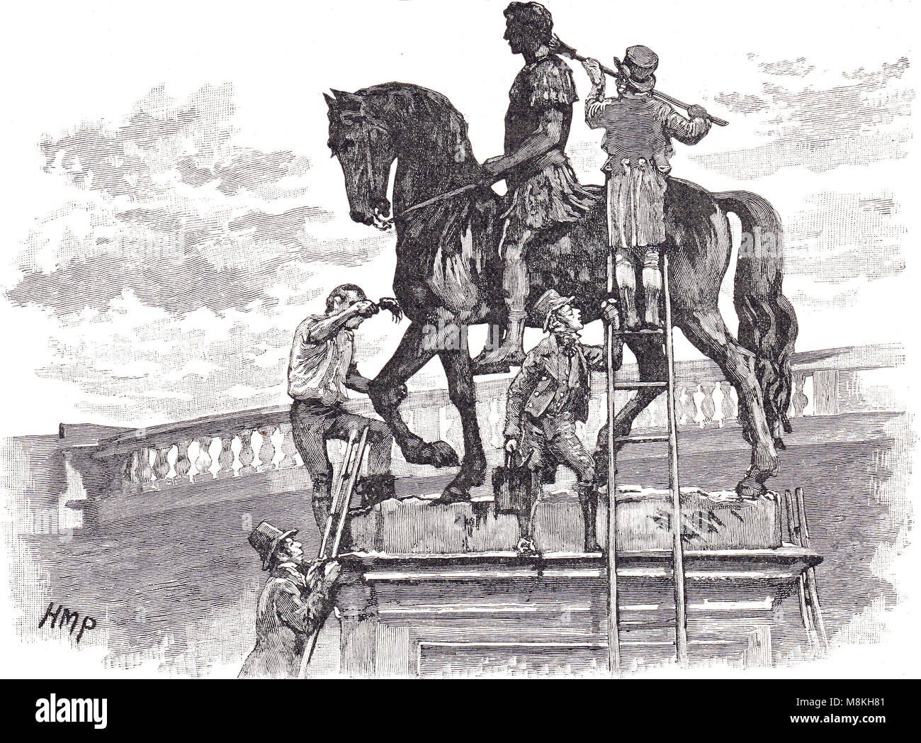 The equestrian statue of king William III, painted black by Irish republicans, Dublin, Ireland