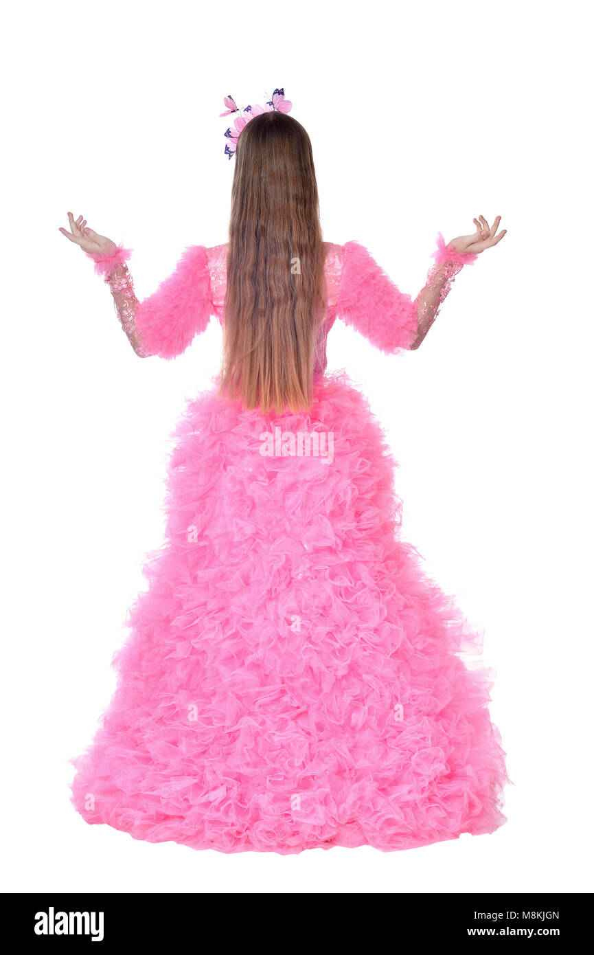 Happy little girl posing isolated Stock Photo - Alamy