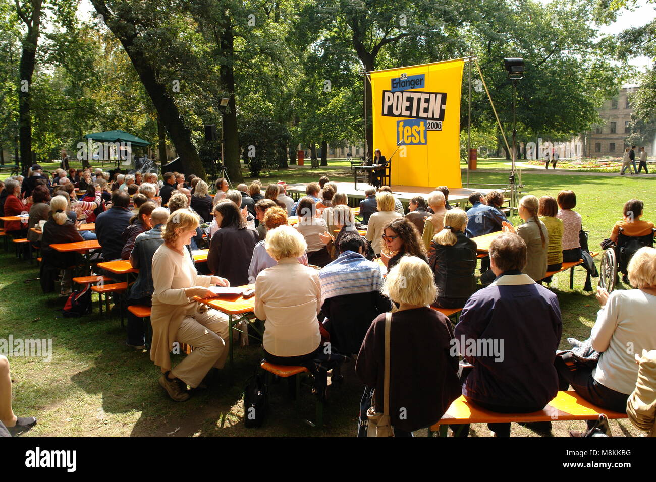 Public Poetry Reading in Erlangen, Germany, at Poetenfest 2006 Stock Photo