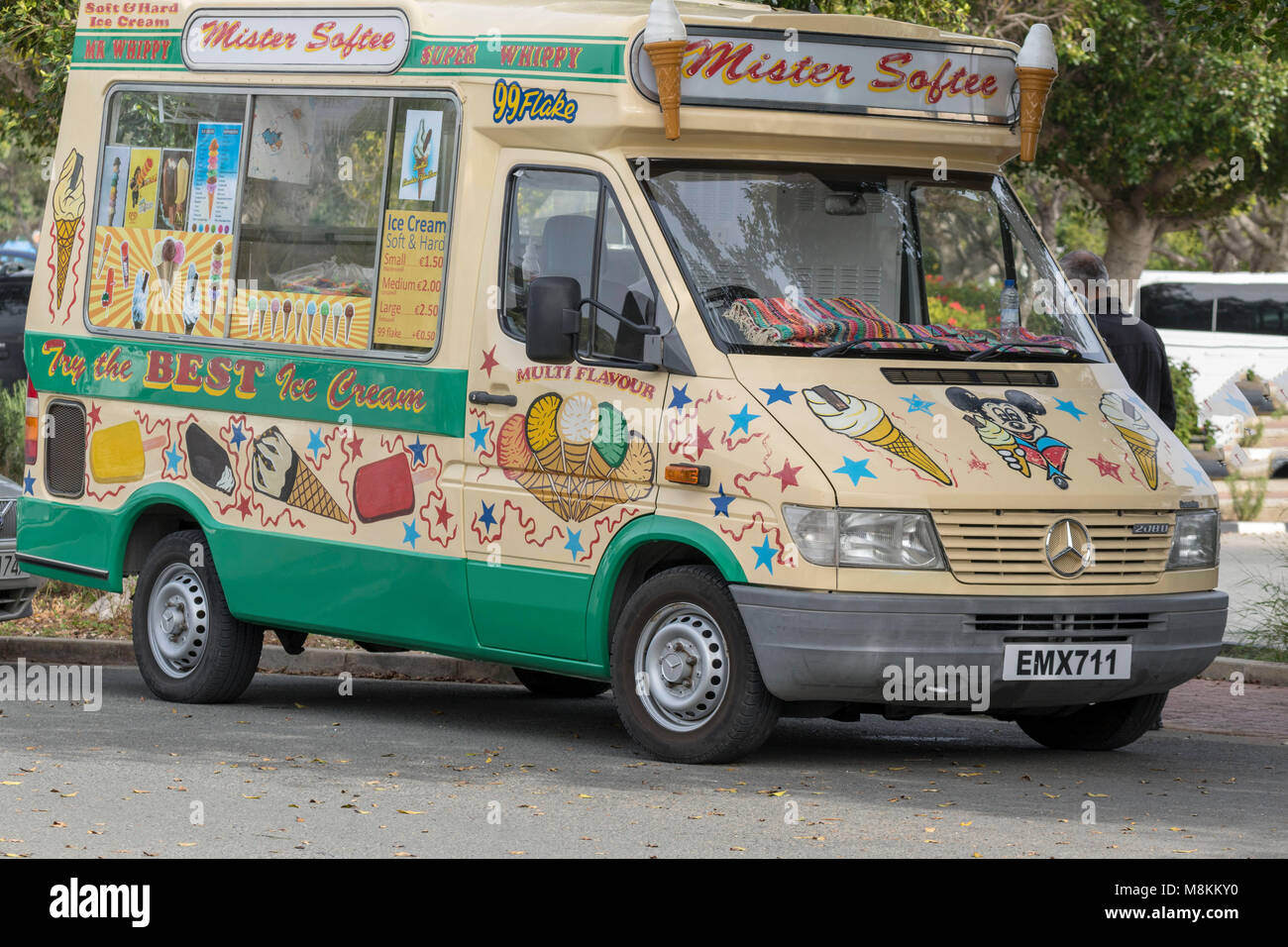Ice cream van in the Paphos Harbour area of Cyprus, mediterranean Stock  Photo - Alamy