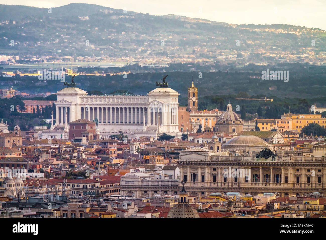 View of Rome and the VIttoriano from afar after moody rainy weather Stock Photo