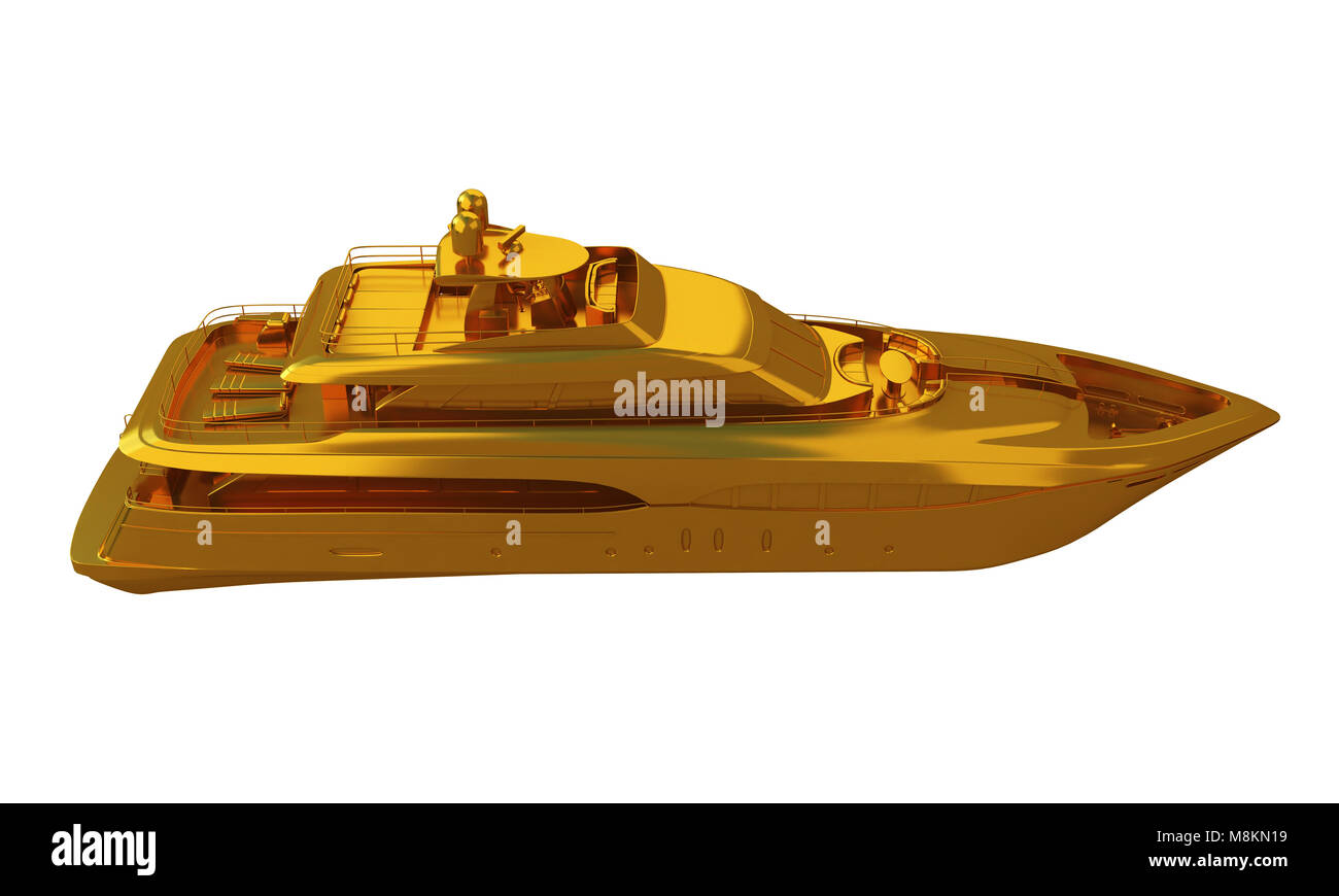 gold boat isolated on white. 3d rendering Stock Photo Alamy